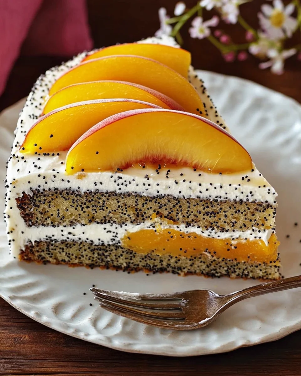 Pfirsichtorte mit Mohn