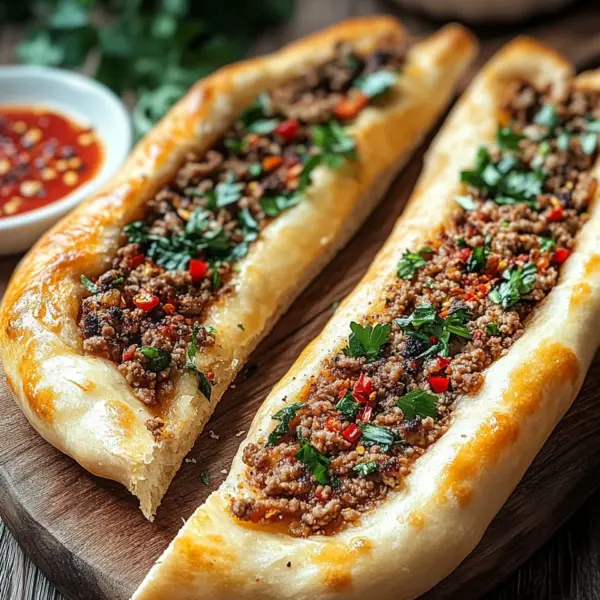 Türkische Pide mit Hackfleisch
