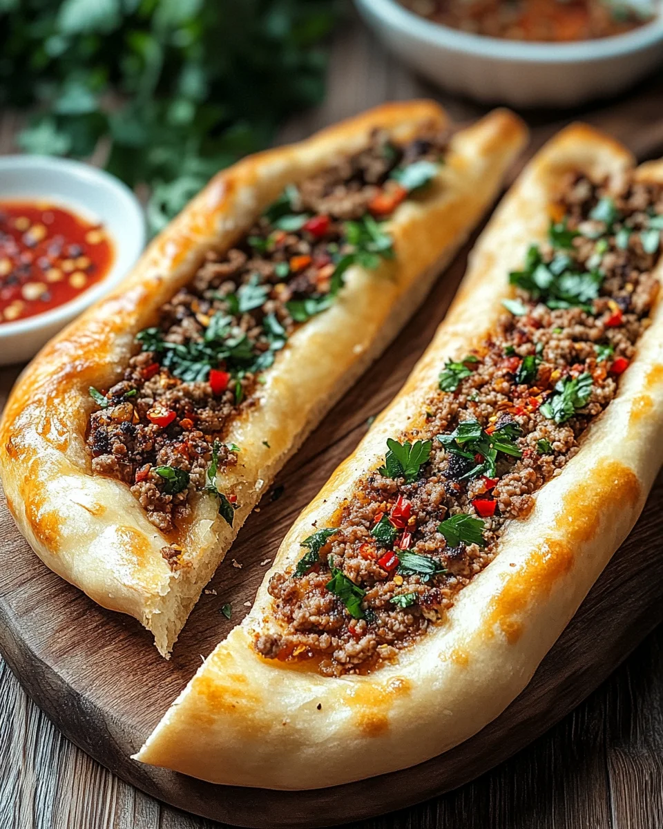 Türkische Pide mit Hackfleisch