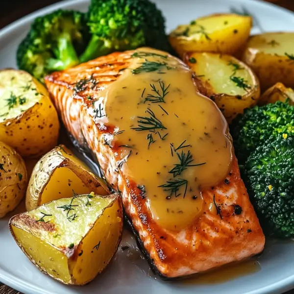 Zitronenbutterlachs mit knusprigen Kartoffeln und Brokkoli