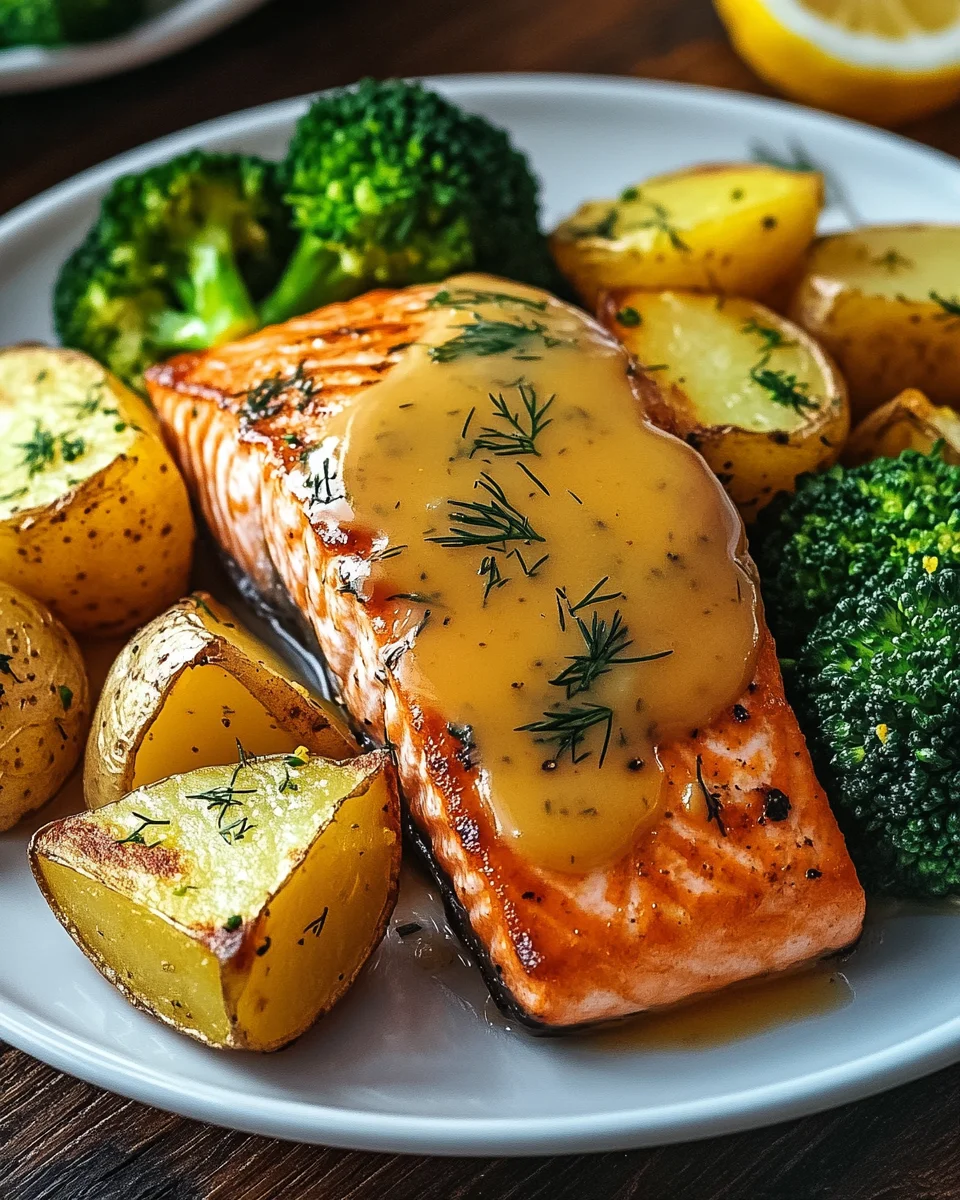 Zitronenbutterlachs mit knusprigen Kartoffeln und Brokkoli