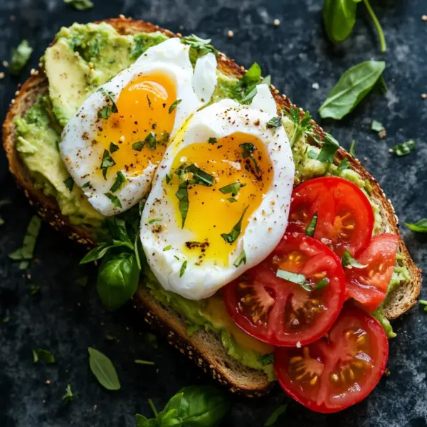 Avocado Toast mit Ei und Tomaten