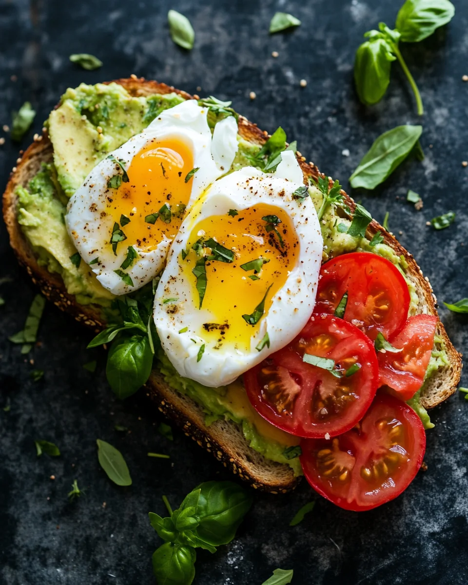 Avocado Toast mit Ei und Tomaten