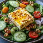 Gebackener Feta auf Gemischtem Salat