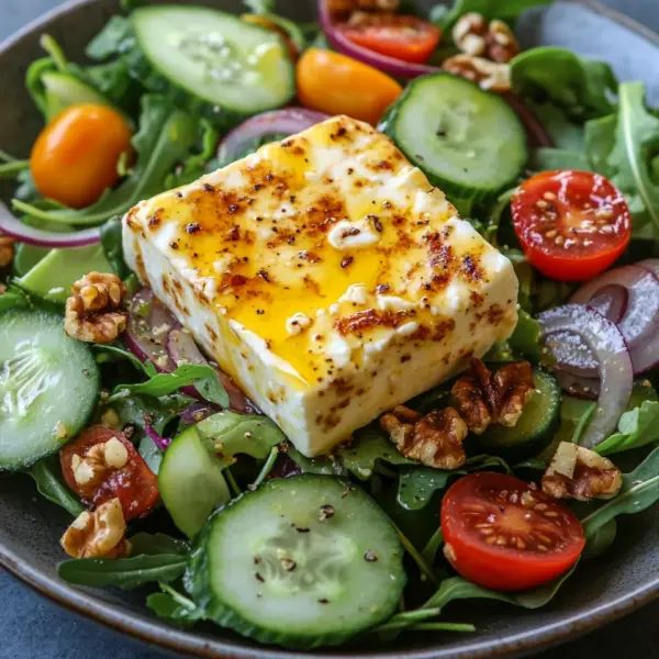 Gebackener Feta auf Gemischtem Salat
