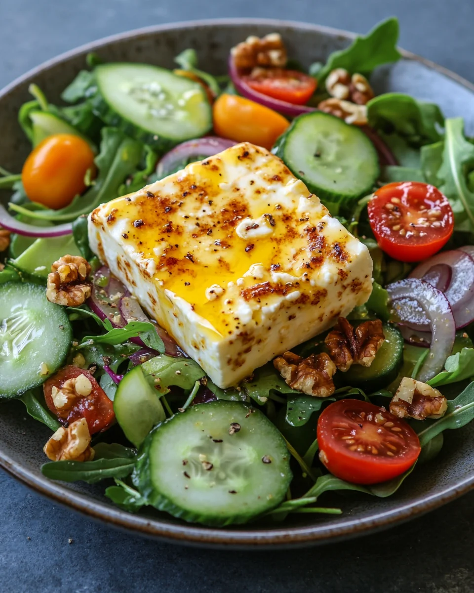 Gebackener Feta auf Gemischtem Salat