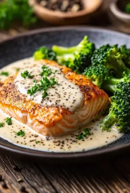 Gebratener Lachs und Brokkoli Alfredo