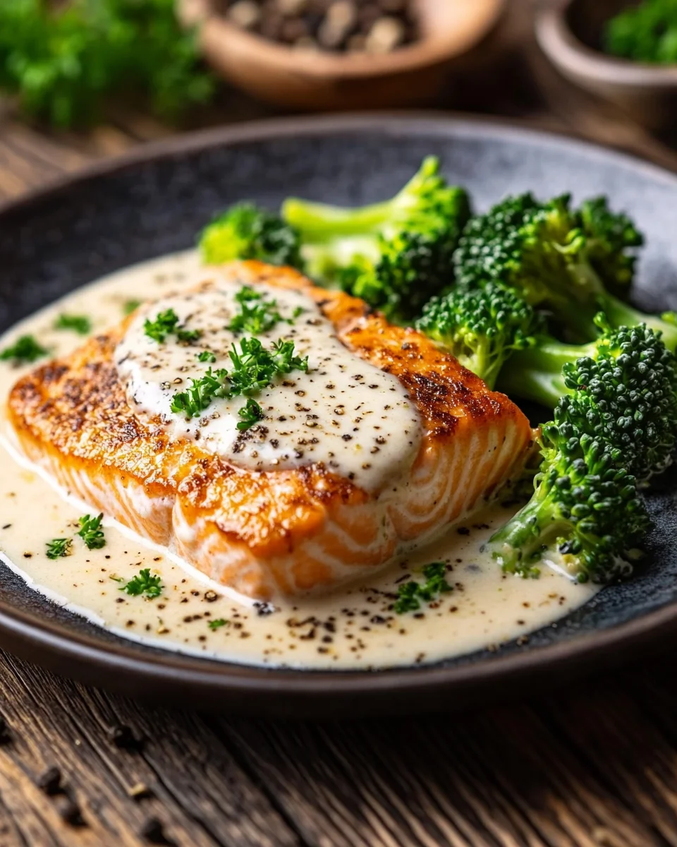 Gebratener Lachs und Brokkoli Alfredo