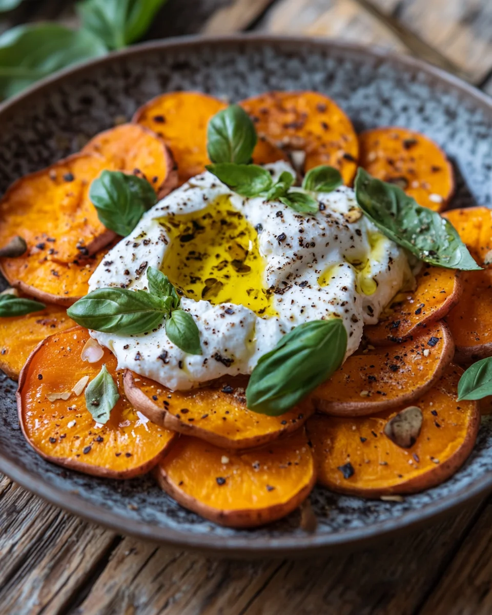 Gefüllte Süßkartoffeln mit Burrata