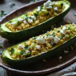 Gef&uuml;llte Zucchinis mit Couscous und Feta