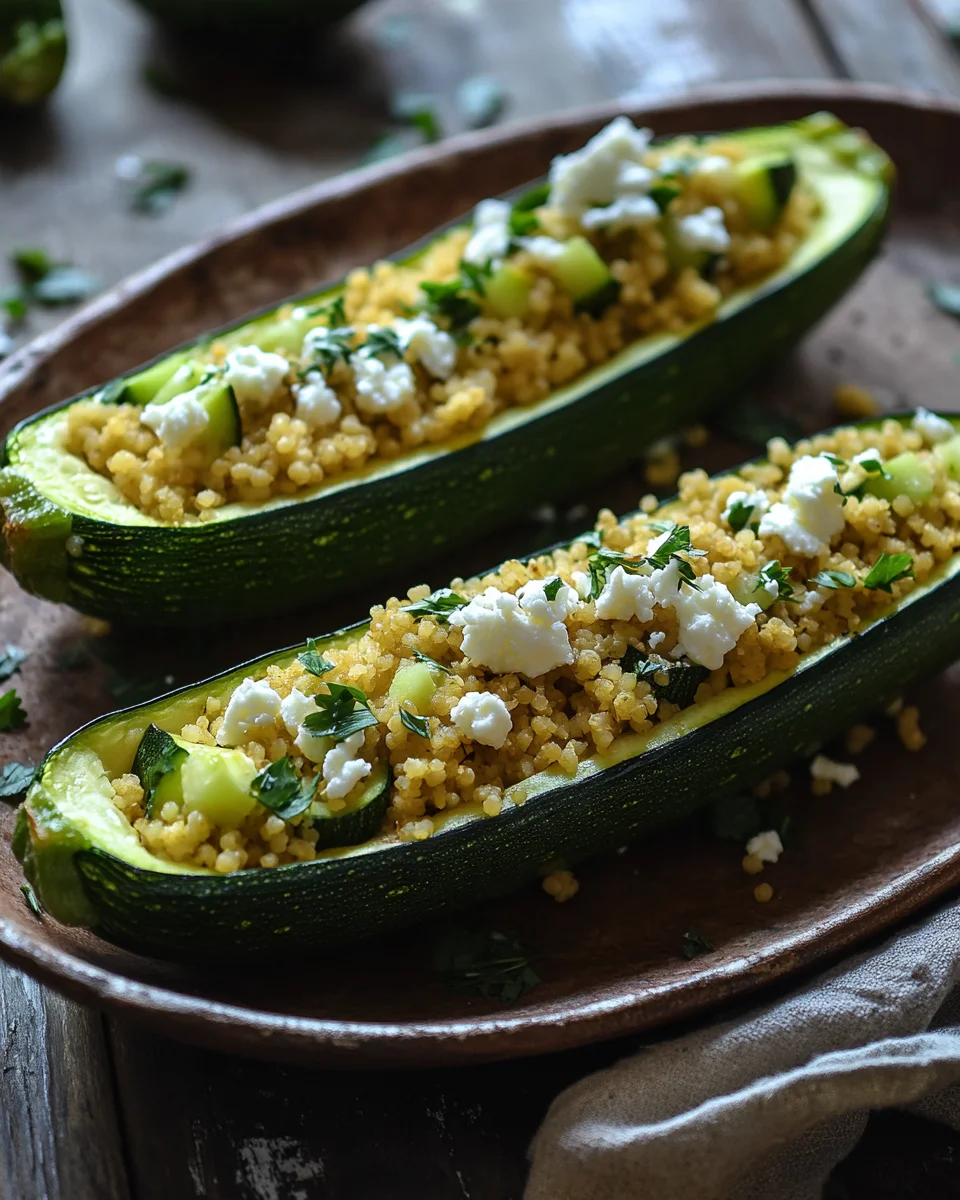 Gef&uuml;llte Zucchinis mit Couscous und Feta