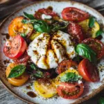 Italienischer Burrata-Caprese-Salat aus Heirloom-Tomaten