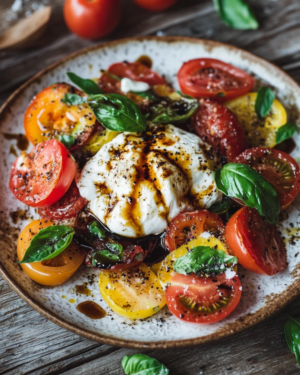 Italienischer Burrata-Caprese-Salat aus Heirloom-Tomaten