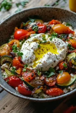 Mediterrane Reispfanne mit Burrata
