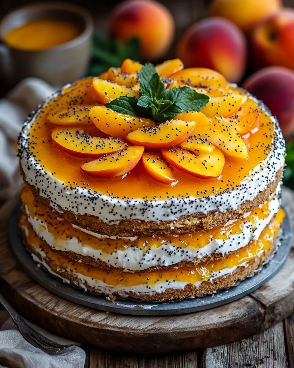 Pfirsichtorte mit Mohn