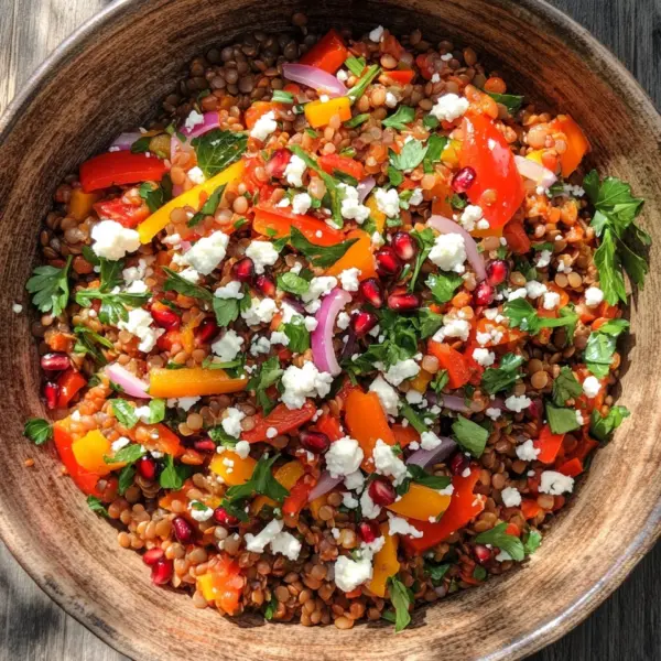 Rote Linsen Salat Orientalisch mit Feta