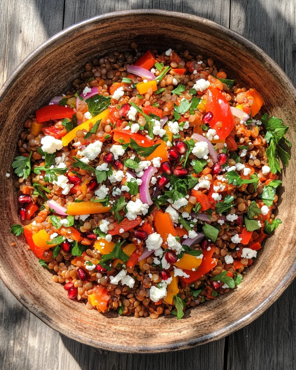 Rote Linsen Salat Orientalisch mit Feta