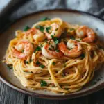 Spaghetti mit Garnelen in Frischk&auml;sesauce