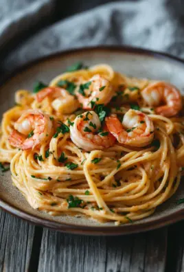 Spaghetti mit Garnelen in Frischkäsesauce