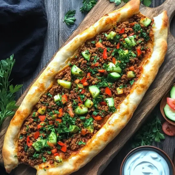Türkische Pide mit Hackfleisch