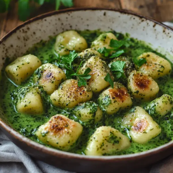 Vegane Gnocchi mit cremiger Spinatsauce
