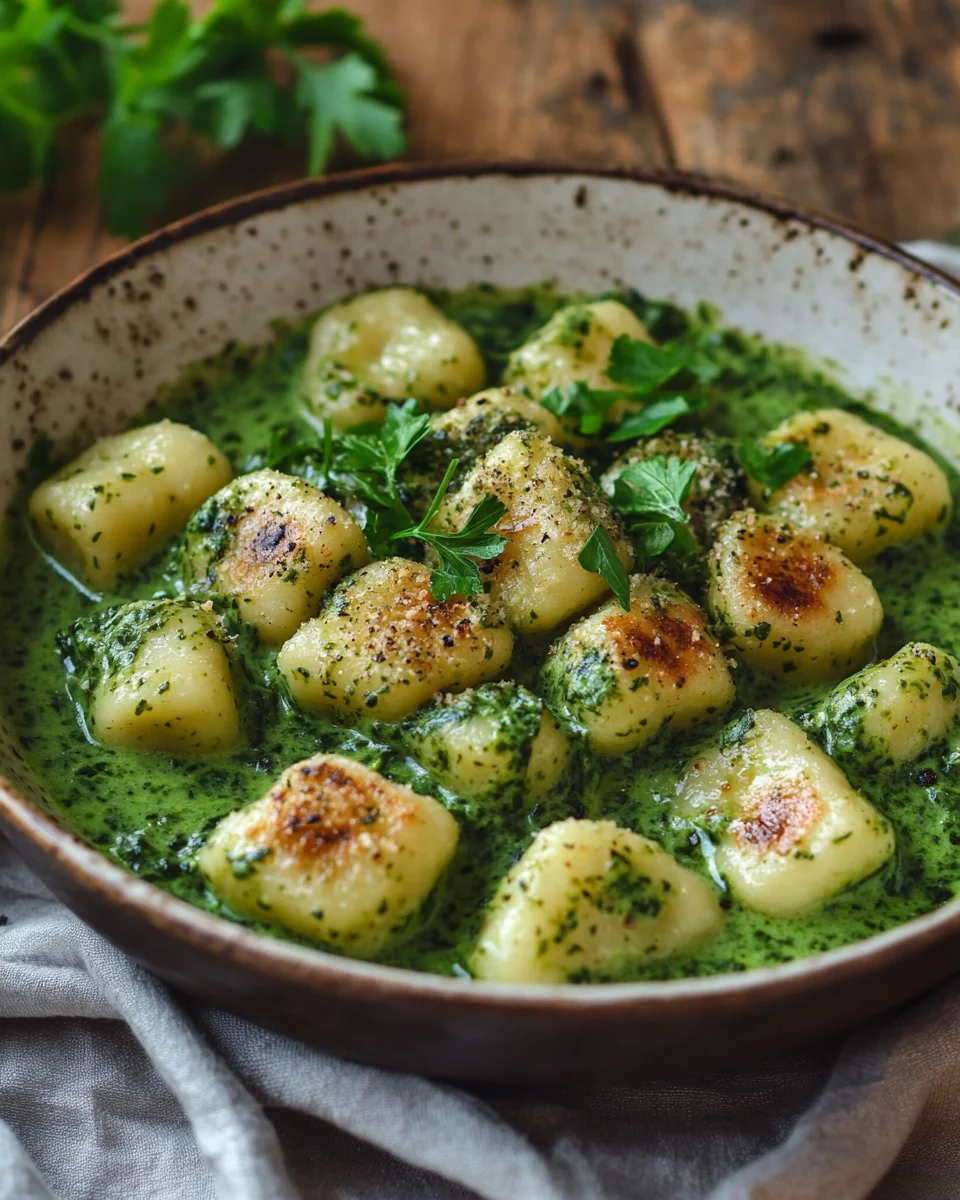 Vegane Gnocchi mit cremiger Spinatsauce